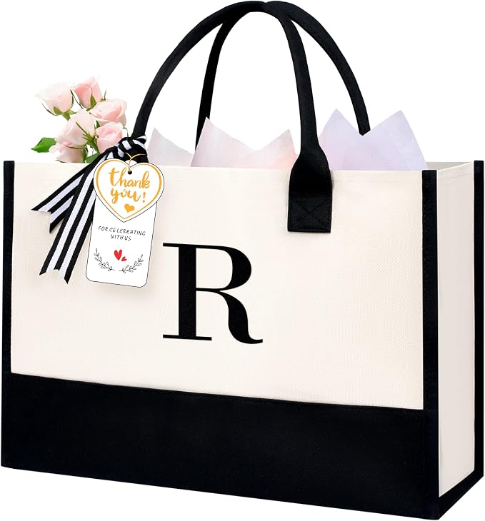 BAGAIL Initial Tote Bag, Personalized Birthday Gifts by BAGAIL