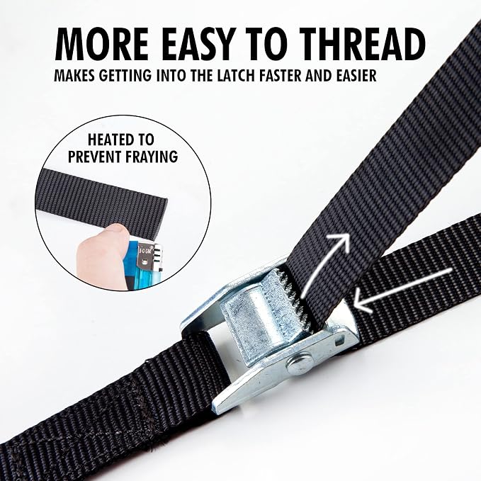 Cartman 1" x 12' Lashing Straps Cargo Tie-Down Strap Up to 600lbs, 12pk in - Image 3