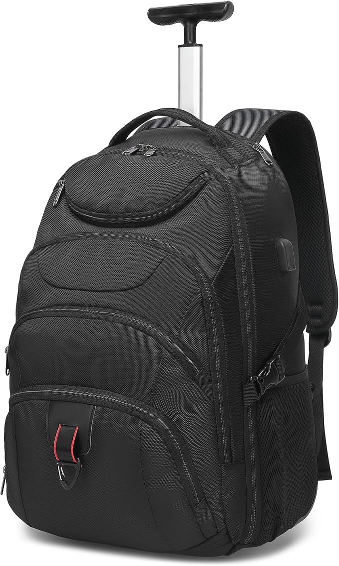 Boavan Wheeled Backpack, 18.4 inch Water Resistant Rolling Backpack, Carry on by Boavan