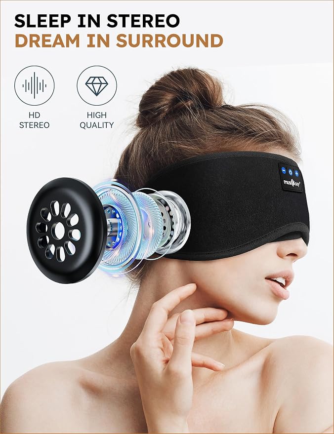 MUSICOZY Sleep Headphones Bluetooth 5.4 Headband Sleeping Eye Mask - Image 4
