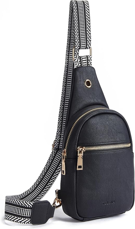 Telena Small Sling Bag for Women Leather Crossbody Fanny Packs Chest Bag for by Telena