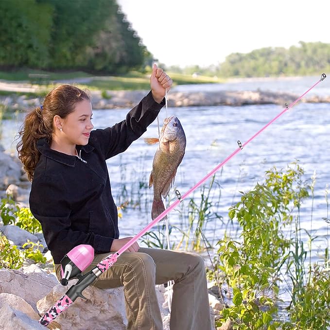 ODDSPRO Kids Fishing Pole Pink, Portable Telescopic Fishing Rod and Reel Combo - Image 6