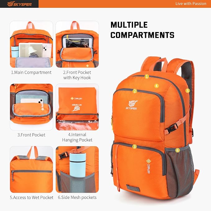 SKYSPER Lightweight Packable Backpack - 30L Hiking Daypack - Image 2