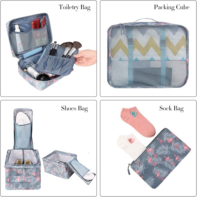 BAGAIL 8 Set Packing Cubes Luggage Packing Organizers - Image 3