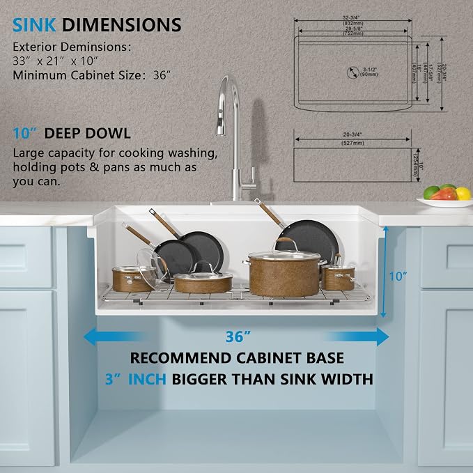 33 White Farm Sink Workstation - Image 5
