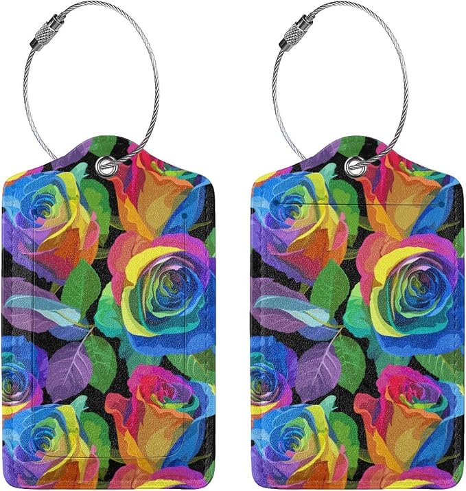 Rainbow Rose Flowers Luggage Tag - Image 3