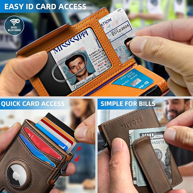 Airtag Wallet for Men, with Money Clip 10 Cards Metal Case Smart Slim Pop Up - Image 5