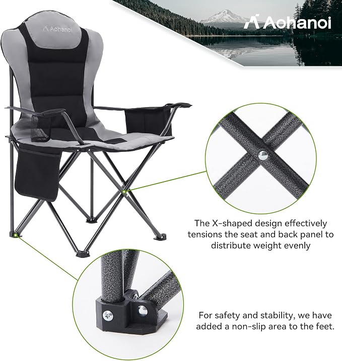Camping Chairs for Heavy People, Folding Chairs for Outside Outdoor Folding - Image 7