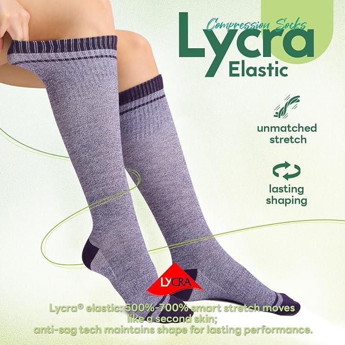 Mens Compression Socks for Men Women, 15-20 mmHg Bamboo Viscose Knee High Soft - Image 4