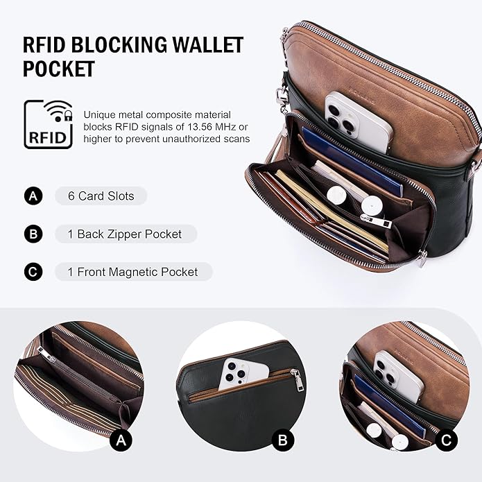 Crossbody Purse for Women, Lightweight Medium Crossbody Bag Soft Leather - Image 3