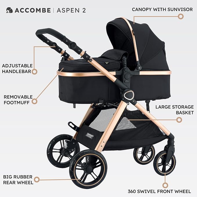2 in 1 Baby Stroller, Convertible Bassinet Pushchair - Image 6
