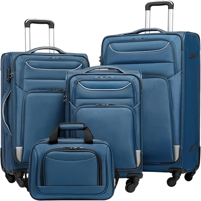 Coolife Luggage 4 Piece Set Suitcase Spinner TSA Lock Softshell lightweight by COOLIFE