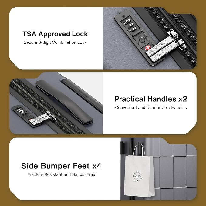 SHOWKOO Luggage Sets 3 Piece Hardside Expandable Lightweight PC Suitcase Sets - Image 7