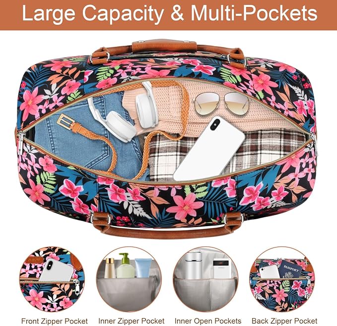 Weekender Bag for Women, Travel Duffel Bag Carry On Overnight Bag - Image 4