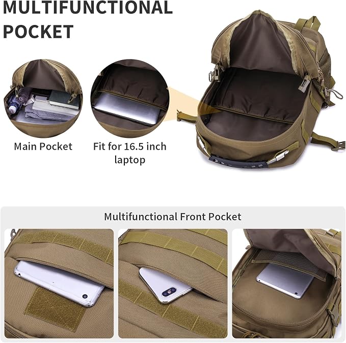 HUNTVP Military Tactical Backpack 40L Large Army 3 Day Assault Pack Molle Bag - Image 4