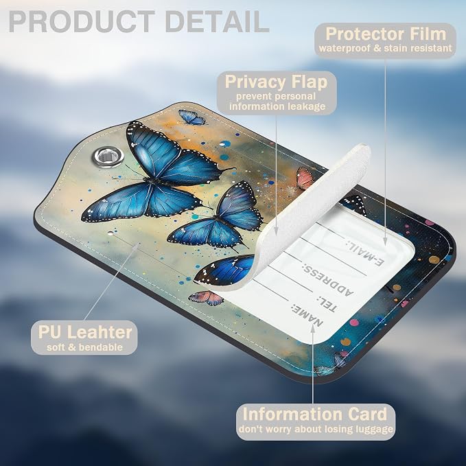 2 Pcs Blue Glowing Butterfly Luggage Tags - Image 3