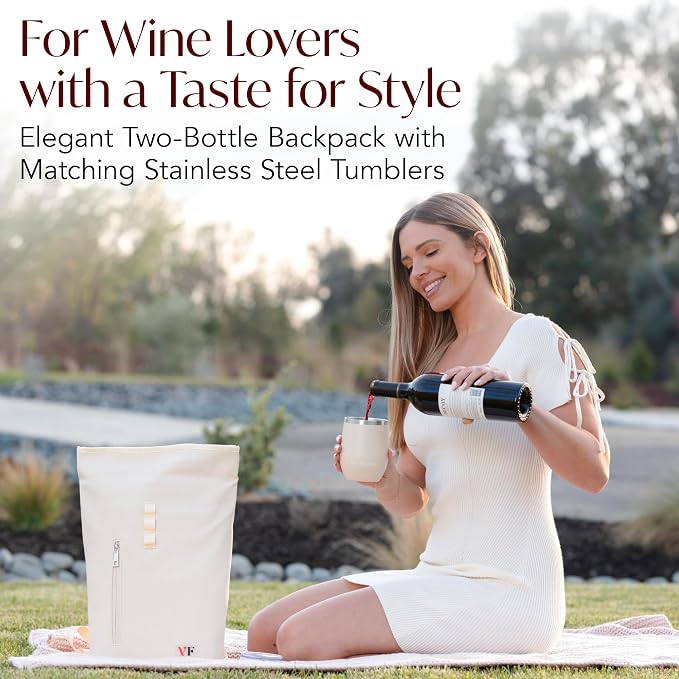 Two Bottle Rolltop Wine Tote Bag – Stylish PU Leather Wine Backpack - Image 2