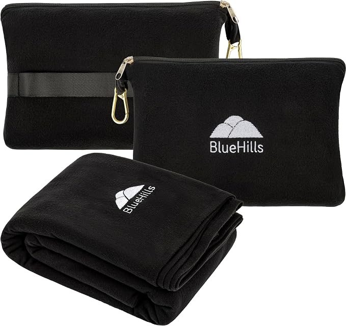 BlueHills Travel Blanket Pillow Compact Lightweight Pocket Size Airplane by BlueHills