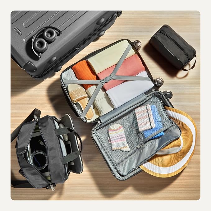 Amazon Basics 4-Piece Luggage Set, Including Two Hardside Suitcases - Image 4