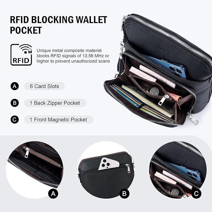 Crossbody Purse for Women, Lightweight Medium Crossbody Bag Soft Leather - Image 3