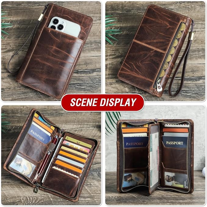 Top Grain Leather Travel Passport Wallet Holder - Image 2