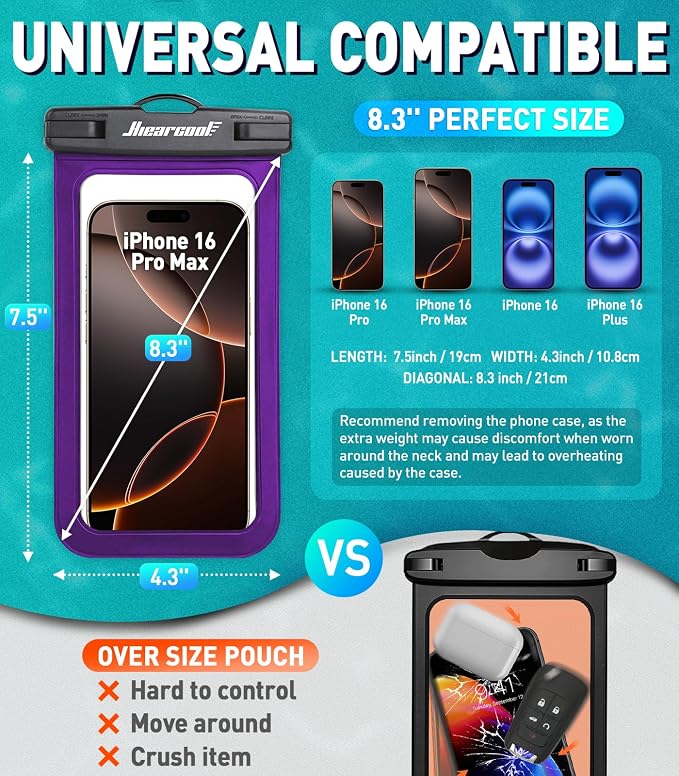 Hiearcool Universal Waterproof Phone Pouch, Dry Bag Compatible - Image 2