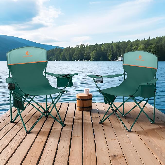 ALPHA CAMP Camping Chair 2 Pack Portable Chair - Image 2