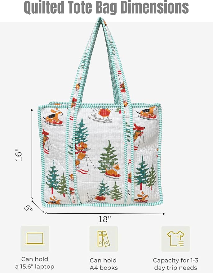 Cotton Quilted Tote Bag for Women – Large Beach & Travel Tote - Image 5