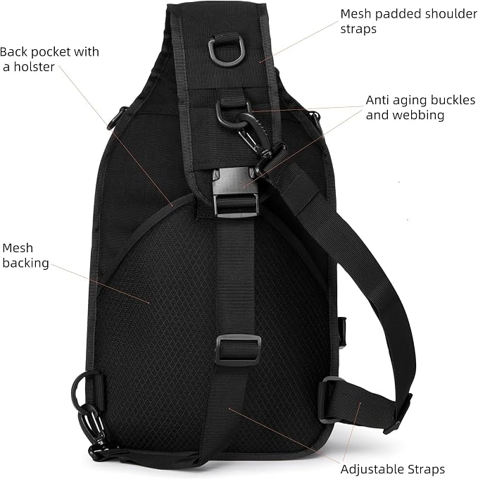 15L Tactical Crossbody Sling Bag | Everyday One Shoulder Backpack Fit 12 Inch - Image 5