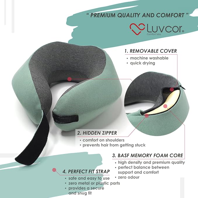 Premium Quality Memory Foam Travel Neck Pillow Bundle - Image 3