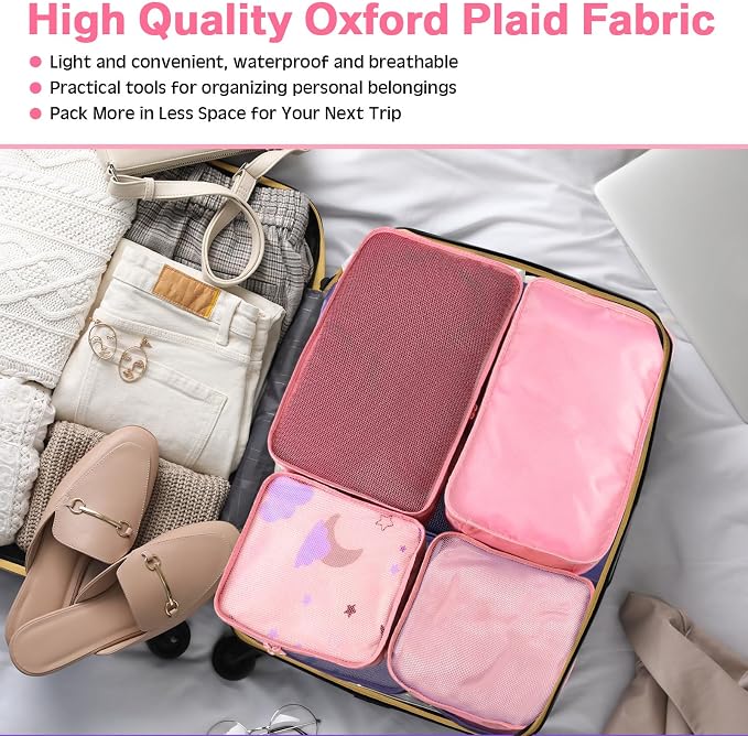 Reginary 6 Set Travel Packing Cubes Luggage Organizer Set Lightweight Suitcase - Image 3