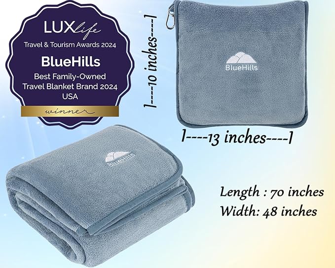 BlueHills Premium Soft Long Travel Blanket Pillow - Image 3