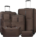 Coolife Luggage 5 Piece Set Suitcase Expandable TSA lock spinner softshell by COOLIFE