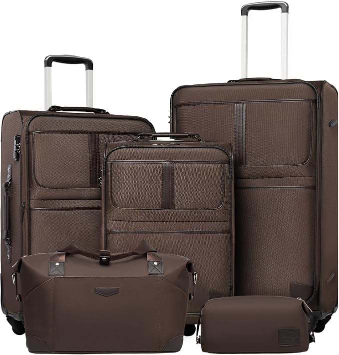Coolife Luggage 5 Piece Set Suitcase Expandable TSA lock spinner softshell by COOLIFE