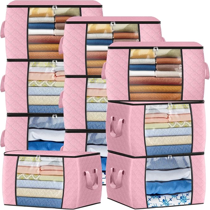Fab totes 24 Gallons Clothes Storage, Foldable Thick Fabric Blanket Storage Bags by Fabtotes