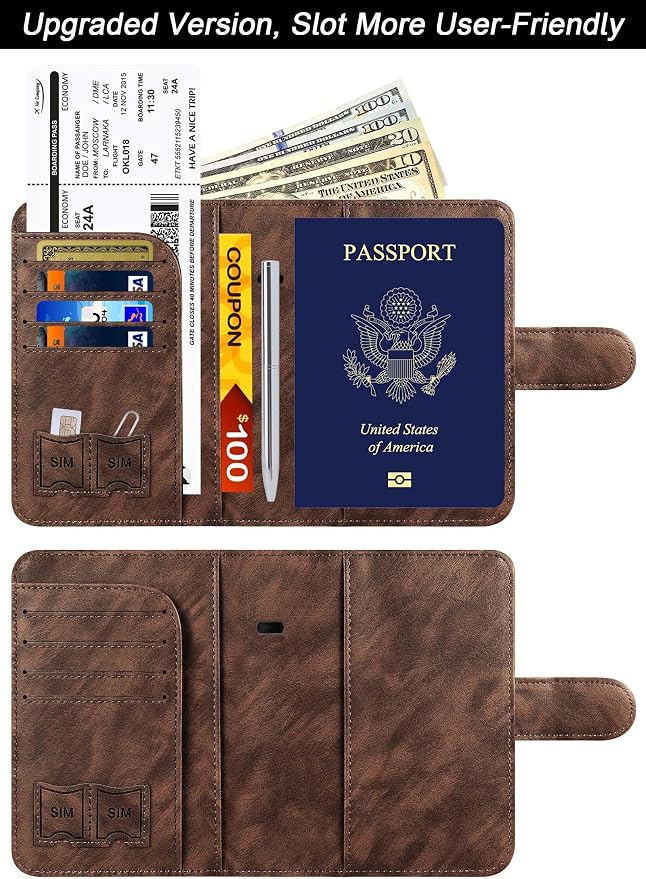 Passport Holder Cover Wallet Travel Essentials Leather Rfid Blocking Case - Image 2