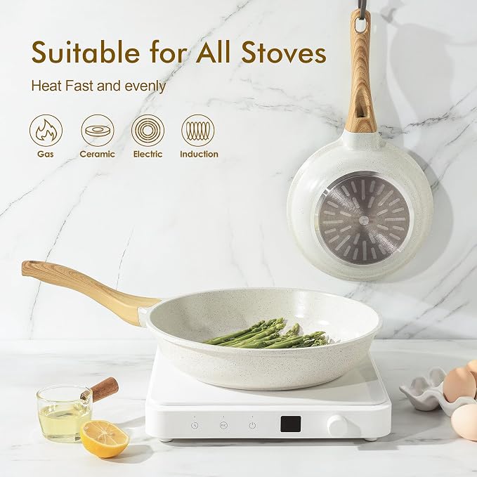 SENSARTE Nonstick Ceramic Frying Pan Skillet, 12.5 Inch Omelet Pan, Healthy Non - Image 3