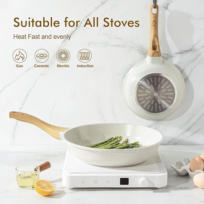 SENSARTE Nonstick Ceramic Frying Pan Skillet, 9.5 Inch Omelet Pan, Healthy Non - Image 3