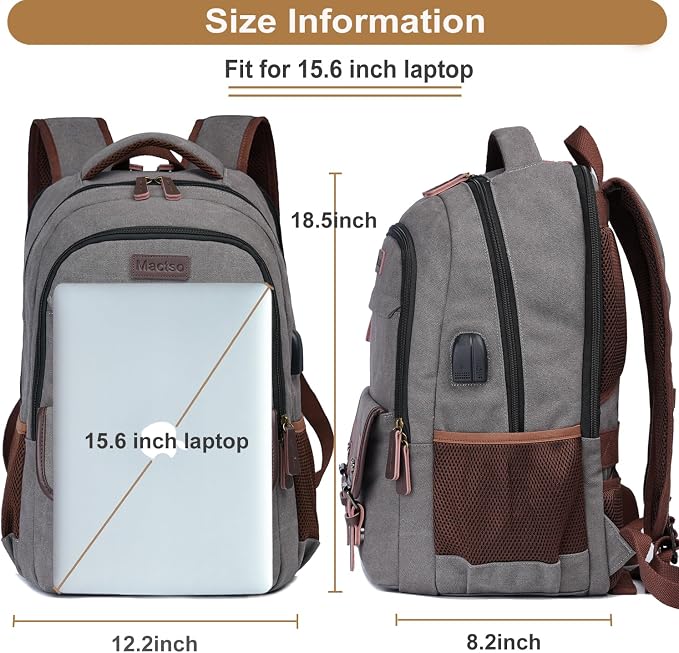 Mactso Canvas Travel Laptop Backpack - Image 5