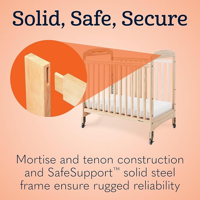 Foundations Serenity Compact Daycare Crib, Fixed Side, Features Mirrorview End - Image 4