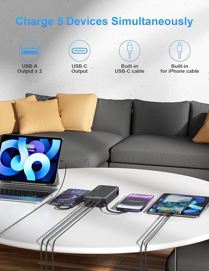 Portable Charger with Wall Plug, 20000mAh USB C Power Bank Fast Charging - Image 7