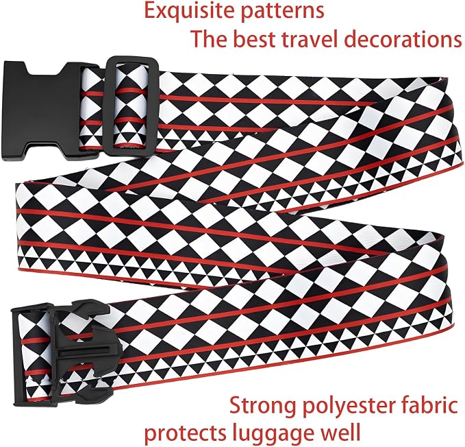 Geometric Arts Luggage Straps for Suitcases, Adjustable Luggage Travel Belt to - Image 4