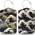 Japanese Art Blue and White Waves Set of 2 Luggage Tags by Unknown