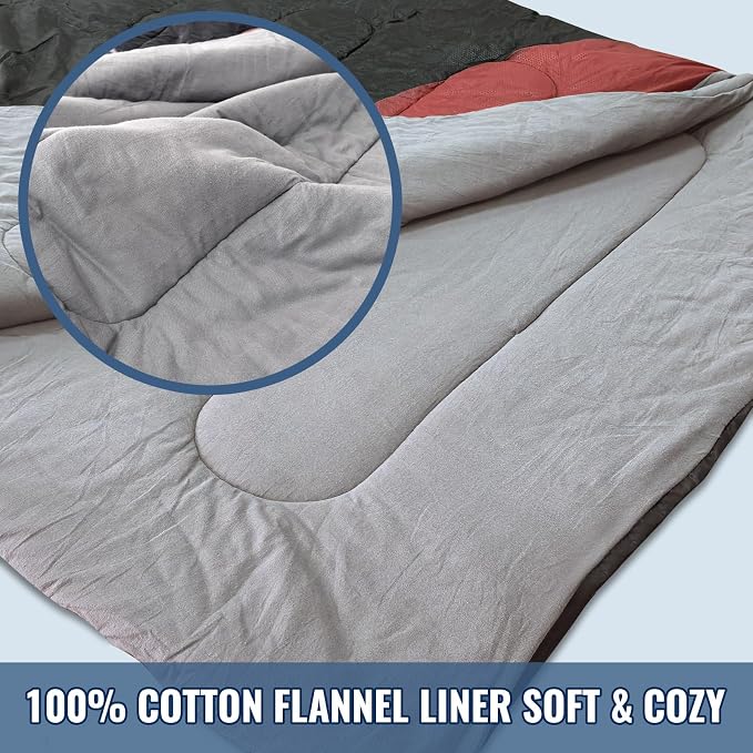 Double Sleeping Bag for Adults Machine Washable 2 Person Camping Sleeping Bag - Image 2