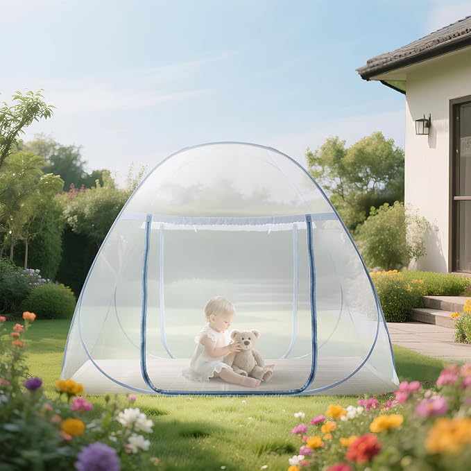 Pop-Up Mosquito Net Tent for Bed, Portable Folding Design Outdoor Camping Bed by lazyzzz