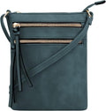 DELUXITY | Crossbody Purse Bag | Functional Multi Pocket Double Zipper Purse | by Deluxity