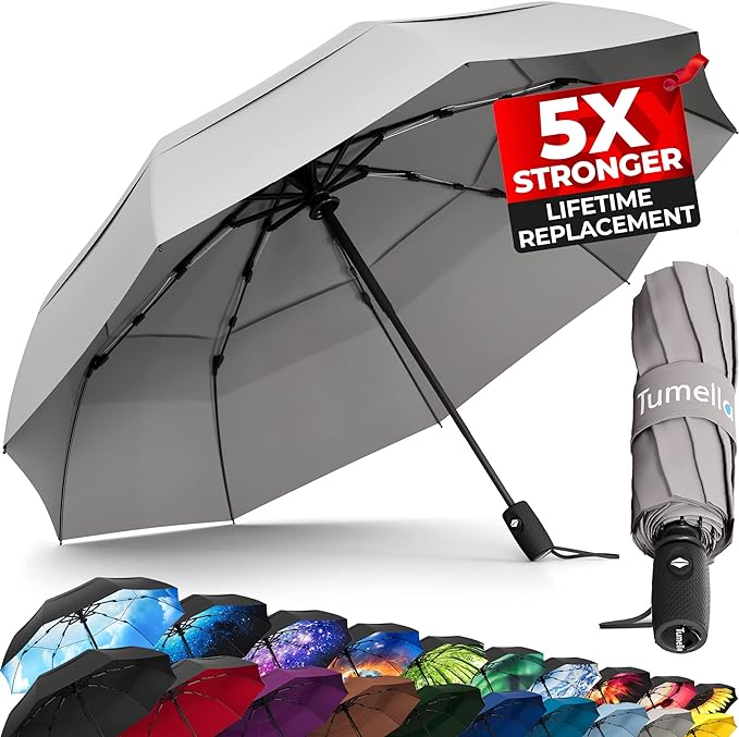 TUMELLA Strongest Windproof Travel Umbrella, Small Strong but Light Portable by Tumella