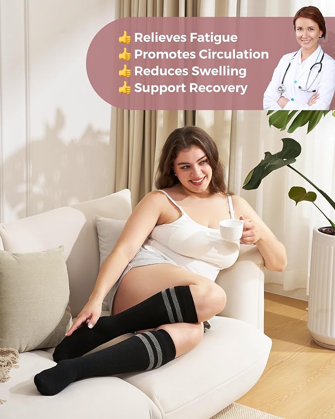 Momcozy Compression Socks for Women Wide Calf, 15-20mmHg Knee High Support - Image 5