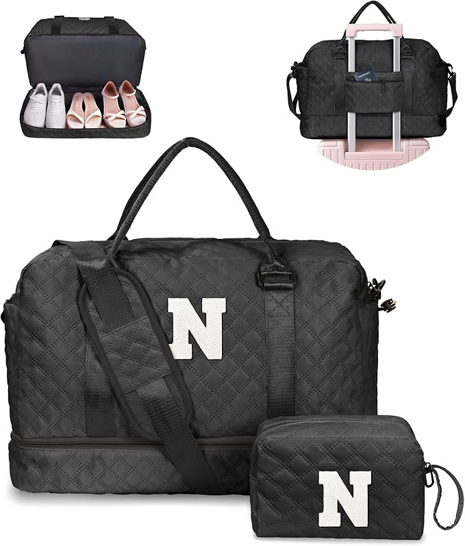 Gifts for Her-Duffle Bag with Shoe Compartment, Personalized Weekender Bag by Vogewood