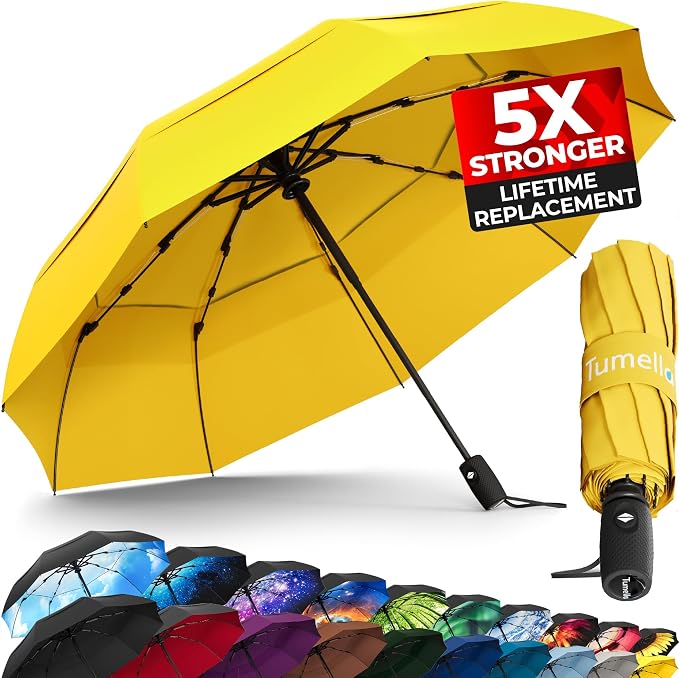 TUMELLA Strongest Windproof Travel Umbrella, Small Strong but Light Portable by Tumella